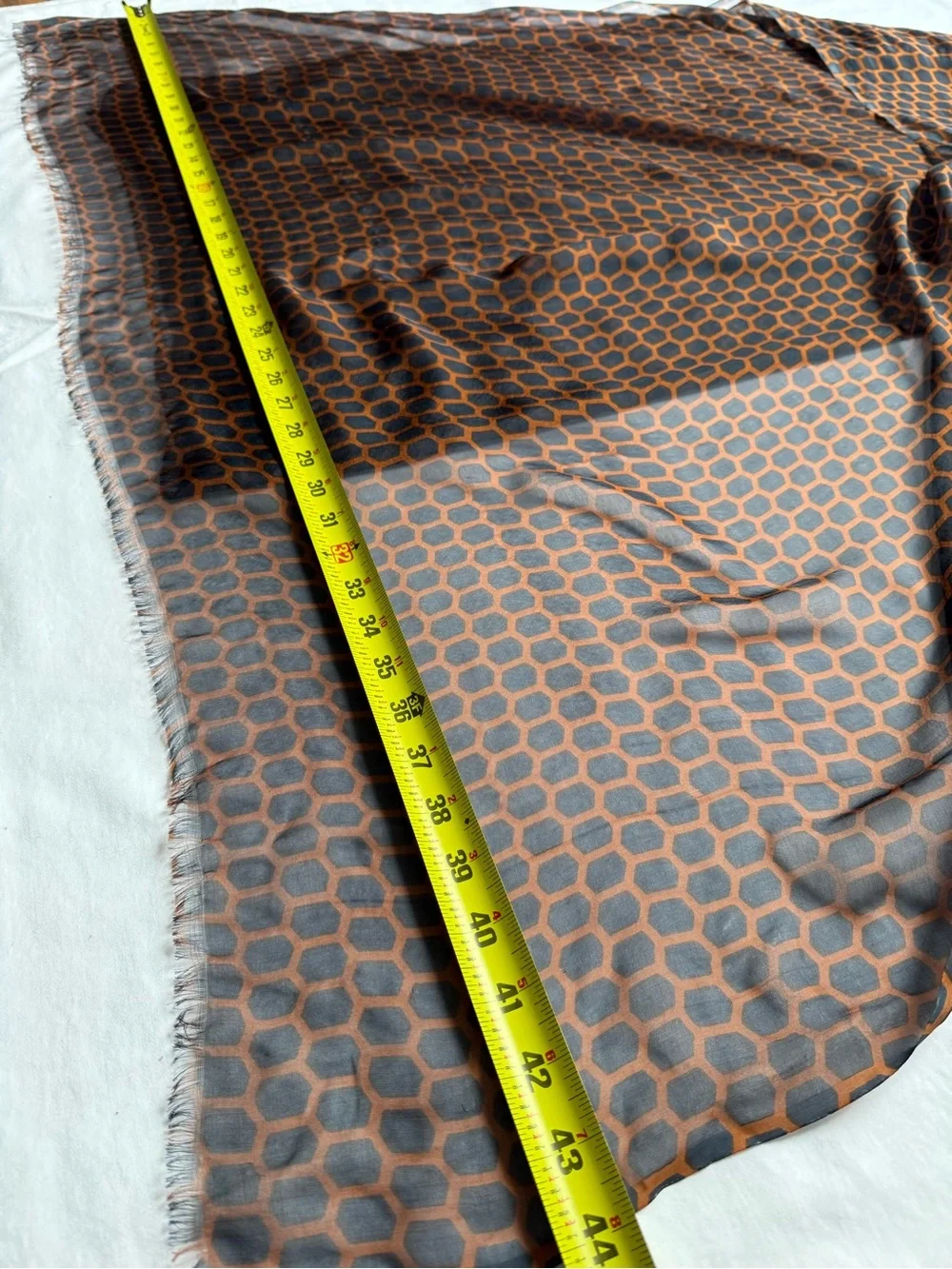 J. Crew 100% Silk Brown and Black Honeycomb Pattern Scarf